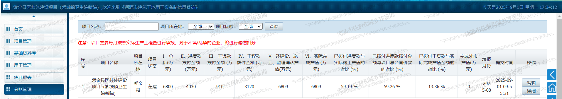 施工单位工程量统计1